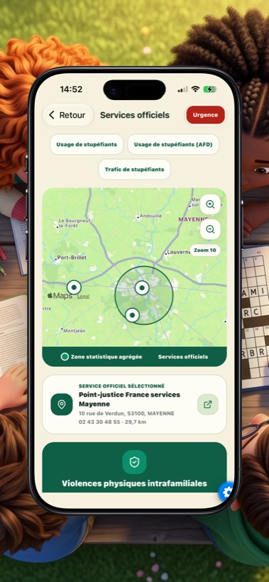 Services officiels autour d'un territoire